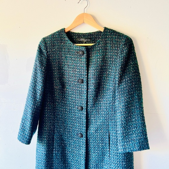 Albert Nipon Teal Button-Up Duster/Coat - Picture 2 of 10